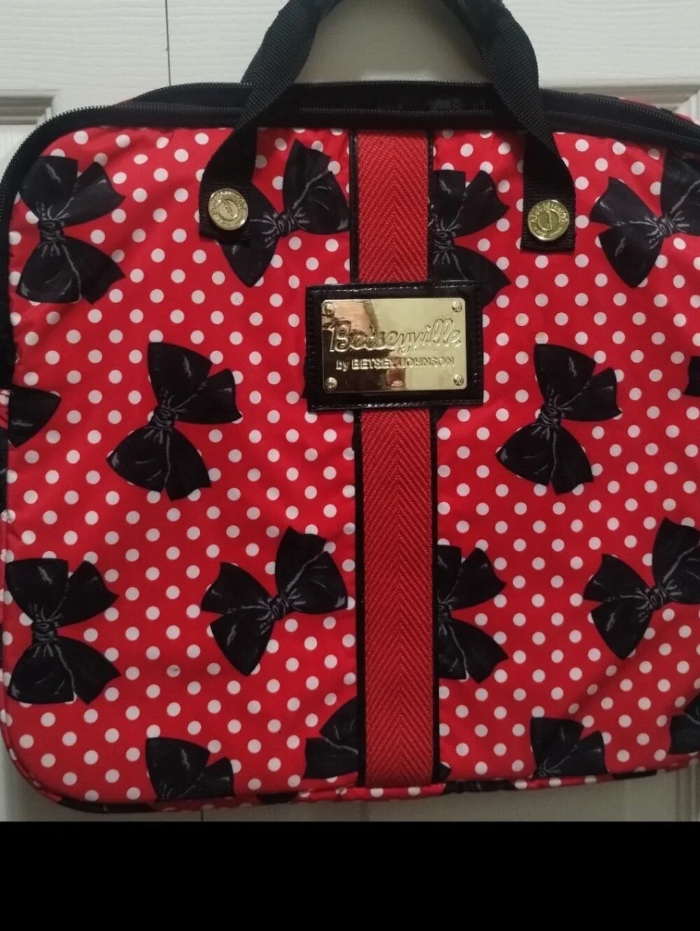 Betsey Johnson Red Polka Dot Bow Laptop Tote